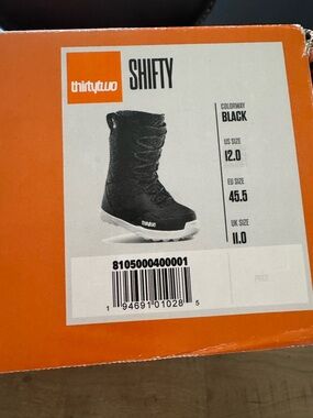 Thirty Two Shifty Mens Snowboard Boots Black Sz 12